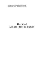 book The Mind and Its Place in Nature