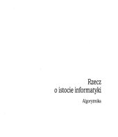 book Rzecz o istocie informatyki: algorytmika