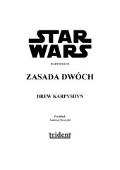 book Star Wars darth Bane Zasada dwóch