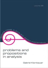 book Problems and propositions in analysis