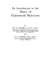 book An introduction to the theory of canonical matrices, by H.W. Turnbull and A.C. Aitken 