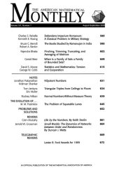 book American Mathematical Monthly, volume 107, number 7, August-September 2000