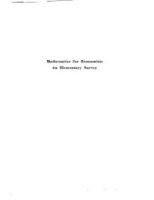 book Mathematics for Economists: An Elementary Survey