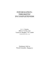 book Information Theoretic Incompleteness (Series in Computer Science)