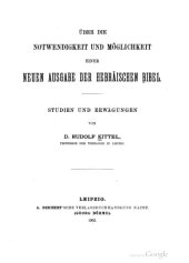 book Über die Notwendigkeit und Möglichkeit einer neuen Ausgabe der Hebräischen Bibel