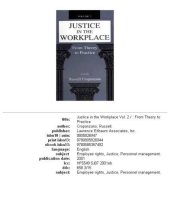 book Justice in the workplace: from theory to practice