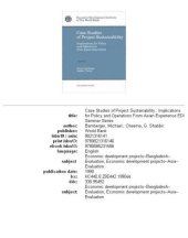 book Case studies of project sustainability: implications for policy and operations from Asian experience