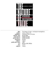 book The nature of value: axiological investigations