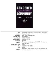 book Gendered community: Rousseau, sex, and politics