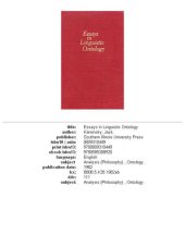 book Essays in linguistic ontology