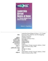 book Leadership abroad begins at home: U.S. foreign economic policy after the Cold War