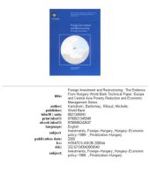 book Foreign investment and restructuring: the evidence from Hungary, Volumes 23-453