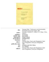 book Grameen Bank: performance and sustainability, Parts 63-306