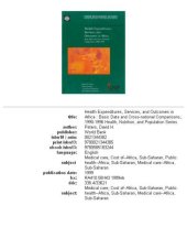 book Health expenditures, services, and outcomes in Africa: basic data and cross-national comparisons, 1990-1996, Volume 434