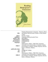 book Reading Shakespeare's characters: rhetoric, ethics, and identity