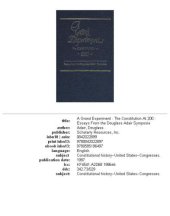 book A grand experiment: the constitution at 200 : essays from the Douglass Adair Symposia, Volume 1986