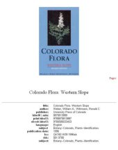 book Colorado flora: Western slope