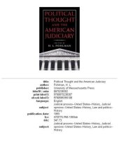 book Political thought and the American judiciary