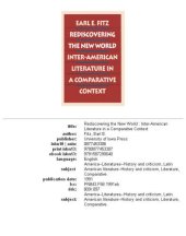 book Rediscovering the New World: inter-American literature in a comparative context