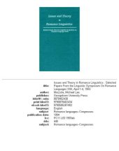 book Issues and theory in romance linguistics: selected papers from the Linguistic Symposium on Romance Languages XXIII, April 1-4, 1993