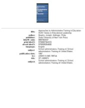 book Approaches to administrative training in education