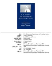 book B.F. Skinner and behaviorism in American culture