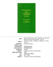 book Historical Dictionary of the Republic of Cameroon