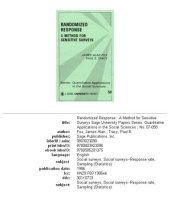 book Randomized Response: A Method for Sensitive Surveys (Quantitative Applications in the Social Sciences)