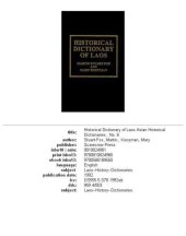 book Historical Dictionary of Laos (Historical Dictionaries of Asia, Oceania, and the Middle East)