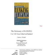 book The Dictionary of Banking: Over 5,000 Terms Defined and Explained (Bankline Publication)