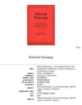 book Material Meanings: Critical Approaches to the Interpretation of Mat (Foundations of Archaeological Inquiry)