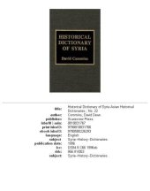 book Historical Dictionary of Syria