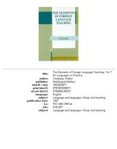 book The elements of foreign language teaching