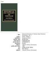 book Historical Dictionary of Vietnam (Asian Historical Dictionaries, No 1)