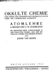 book Okkulte Chemie. Eine Reihe hellsichtiger Beobachtungen über die chemischen Elemente. Atomlehre von Annie Besant und C. W. Leadbeater