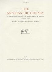 book The Assyrian dictionary of the Oriental Institute of the University of Chicago: 10 1 - M 1