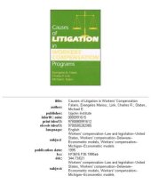 book Causes of Litigation in Workers' Compensation Programs