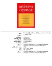 book The World Bank Research Observer: No 2: August 1996 Vol 11