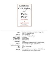 book Disability, Civil Rights, and Public Policy: The Politics of Implementation