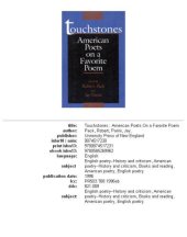 book Touchstones: American Poets on a Favorite Poem (Bread Loaf Anthology)