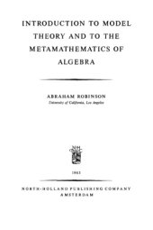 book Introduction to Model Theory and to the Metamathematics of Algebra