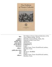 book The Folklore of Texan Cultures (Publication of the Texas Folklore Society)