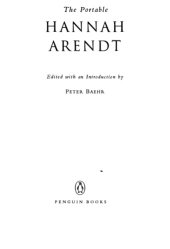 book The Portable Hannah Arendt (Viking Portable Library)