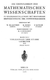 book Vorlesungen ueber hoehere Geometrie