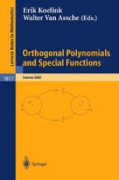 book Orthogonal Polynomials and Special Functions: Leuven 2002