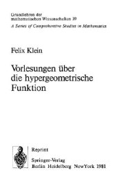book Vorlesungen ueber die hypergeometrische Funktion