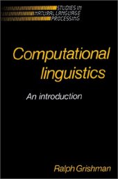 book Computational linguistics: an introduction