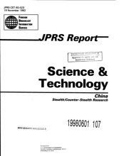 book JPRS Report. Science Technology. China.Stealth / Counter-Stealth Research