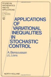 book Applications of Variational Inequalities in Stochastic Control