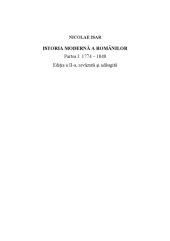 book Istoria moderna a românilor. Partea I, 1774-1848  